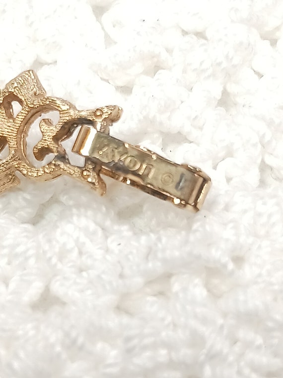 Avon signed Goldtone Fleur de Lis Link Bracelet, … - image 9