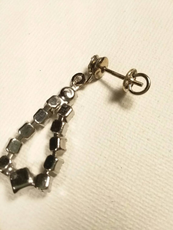 Vintage Rhinestone Dangle Earrings: 1960s Bridal … - image 10