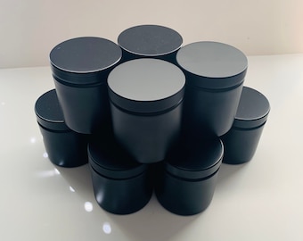 10pc 9oz Bulk Candles, No Label, Scented Candles, Wedding Favor, Bridesmaid Gift, Groomsmen Gift, Black Metal Container with Lid