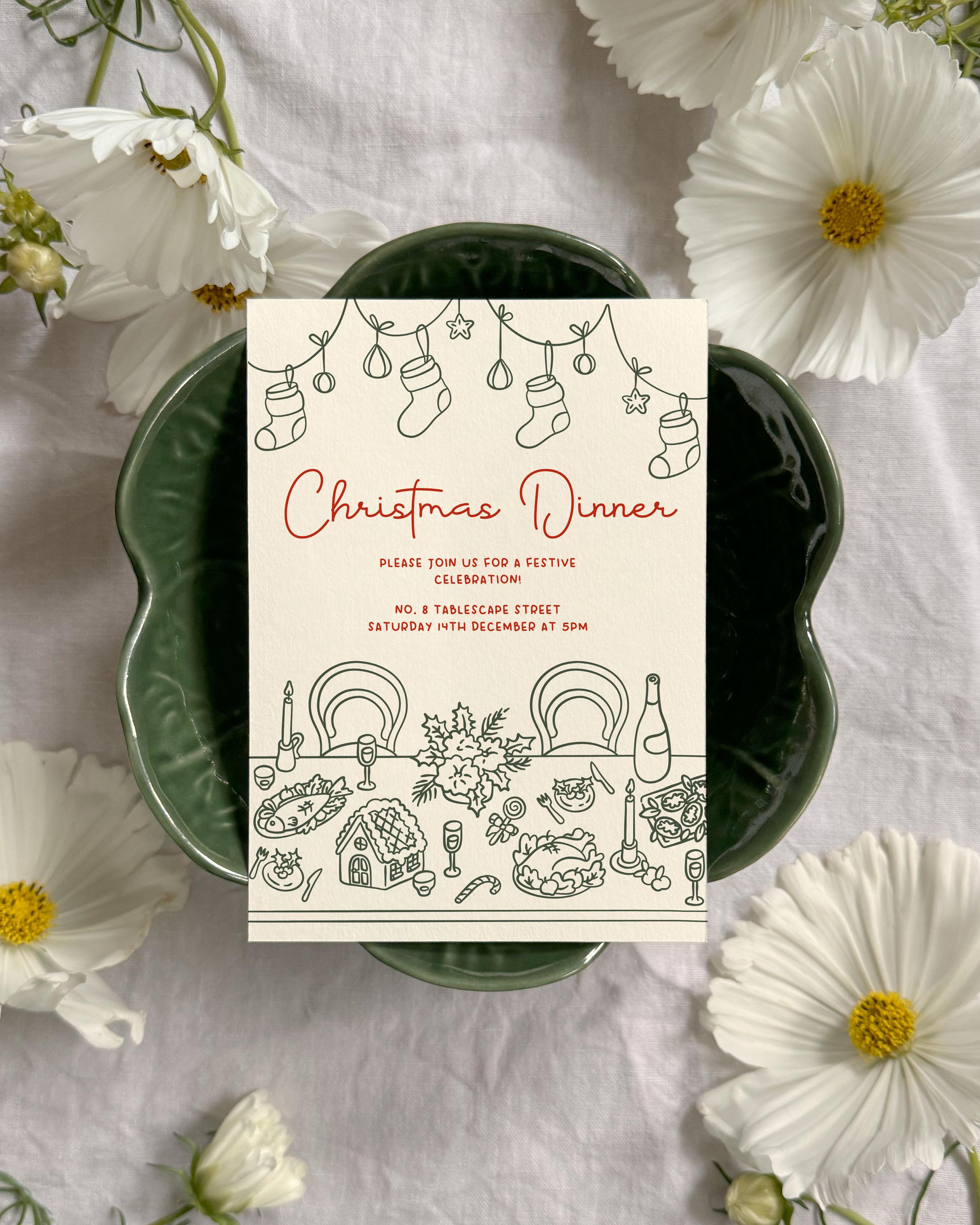 Christmas Dinner Party Invitation Template, Roast Dinner Party Invite ...