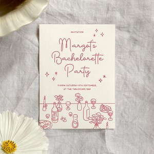 Create fun, minimal, cute, and personal invitations and menus with style.Files are editable, customizable, and printable. Create a beautiful invite that your dinner guests will love! Perfect customizable invites for bachelorette party and hen dos!