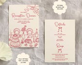 Whimsical Hand Drawn Wedding Invite Reception Dinner Invitation Template, Printable Customisable Customizable Digital Hand Drawn