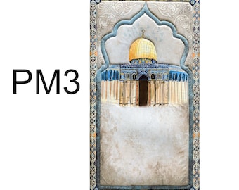 Alfombra de oración acolchada estampada: tejido de gamuza suave, base antideslizante (63,5 x 119 cm)