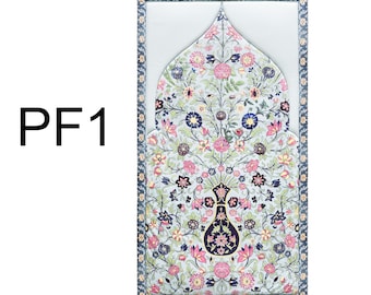 Alfombra de oración acolchada con estampado floral: tejido de gamuza suave, base antideslizante.