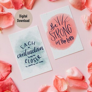 Tarjetas de afirmación cristiana de nacimiento: regalo imprimible para el parto natural, baby shower y anuncio de embarazo