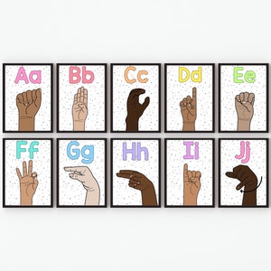 Printable Classroom Decor, ASL Alphabet Posters, Printable Classroom Alphabet Posters, Alphabet Cards, Printable Classroom Posters