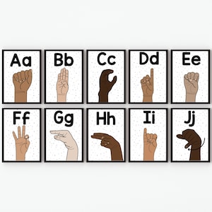 Classroom Decor Printable, ASL Alphabet Posters, Printable Classroom Alphabet Posters, Alphabet Cards, Printable Classroom Posters