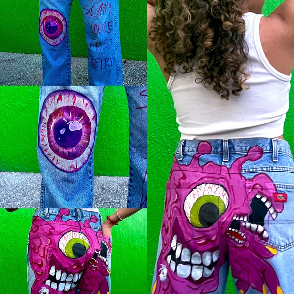 Painted Jeans Men - Etsy