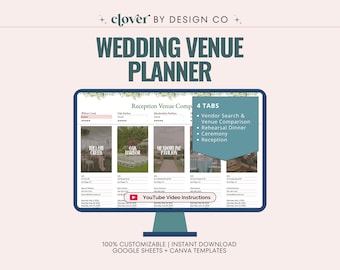 Wedding Vendor & Venue Comparison Planner: Google Sheets, Canva Template (Digital Download)