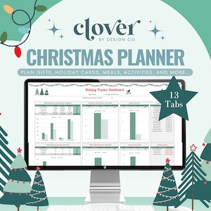 Pianificatore di Natale Tracker di Natale Fogli di calcolo di Google per le vacanze Regali Calze Tracker di biglietti di Natale Pianificazione delle ricette Planner del menu
