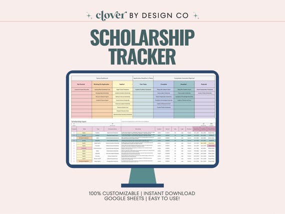 Scholarship Tracker Google Sheets: College, University, Application Organizer, Smart Calendar (Digital Download)