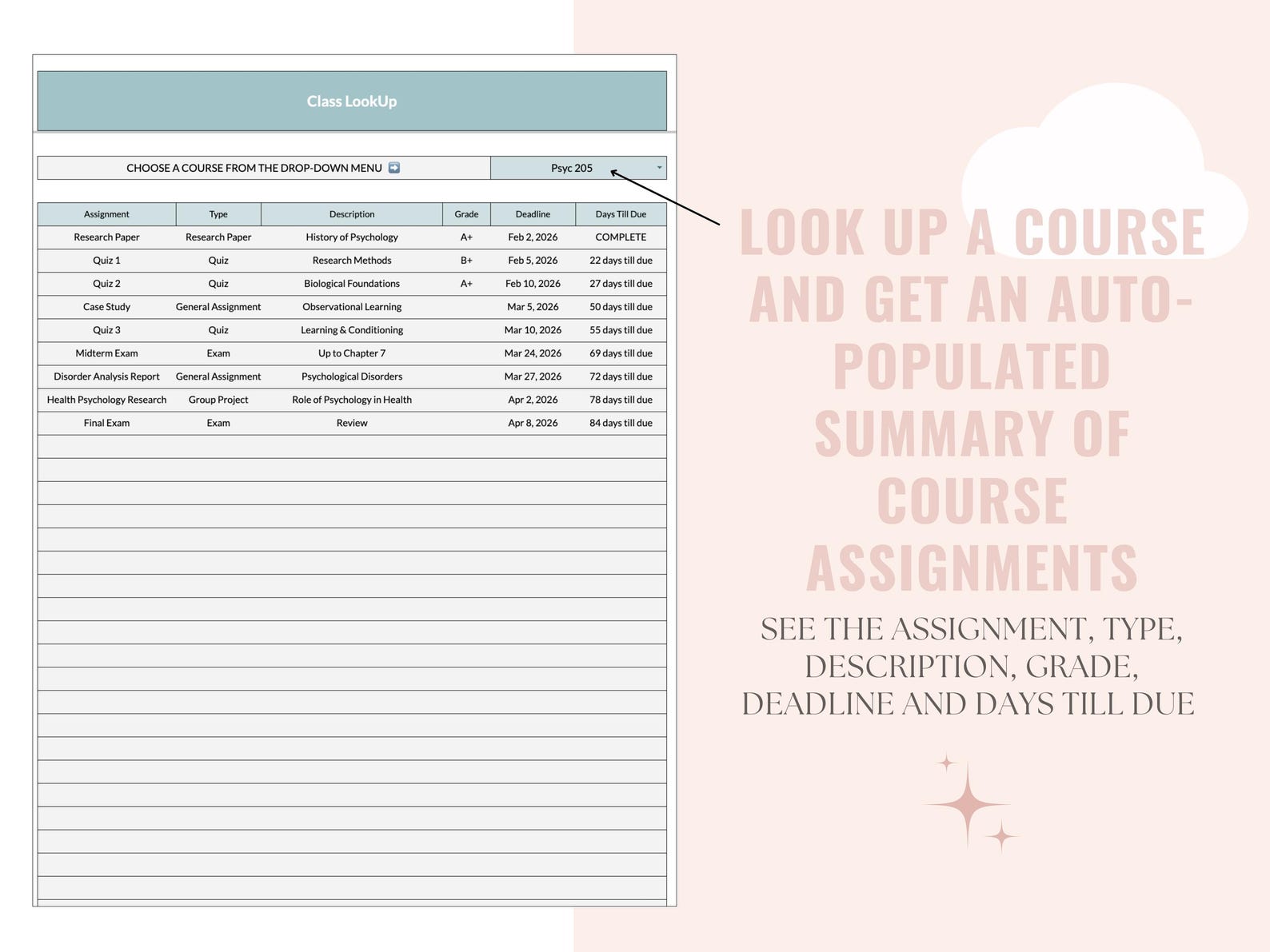 Student Course & Assignment Tracker: University Planner, College ...