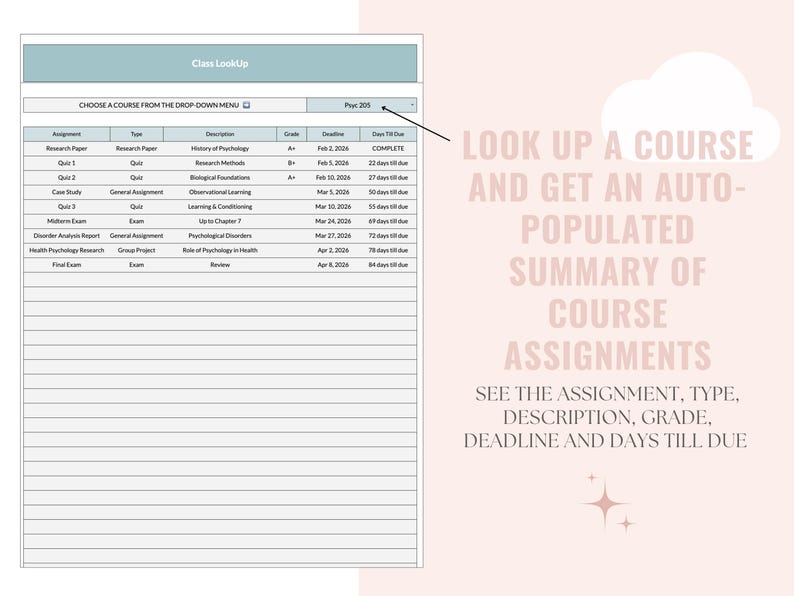 Student Course & Assignment Tracker: University Planner, College ...
