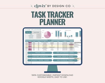 Task Tracker Google Sheets: Productivity Planner, Life, Work, School (Digital Download, Editable)