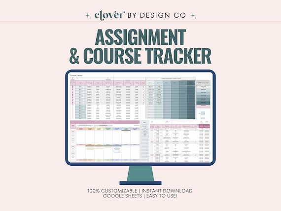 Student Course & Assignment Tracker: University Planner, College (Google Sheets Template)