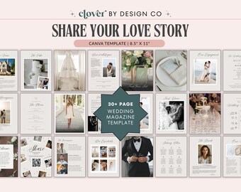 Wedding Magazine  Editable Program | Modern Printable Wedding Booklet | Share Digitally, Canva Template