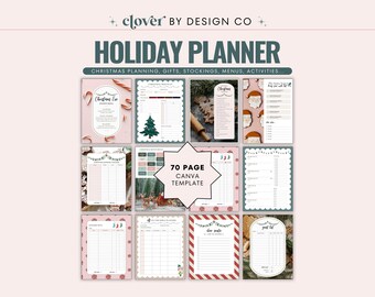 Christmas Planner Canva Template, Holiday Organizer, Gift, Budget & Expense Tracker, Editable, Print or Use Digitally