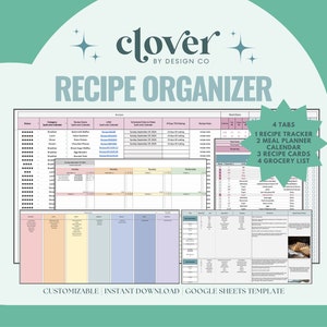 Organiseur de recettes, feuilles de calcul Google, planificateur de repas, calendrier intelligent, planificateur de recettes, fiches recettes pour gourmets, liste de courses, recettes des fêtes