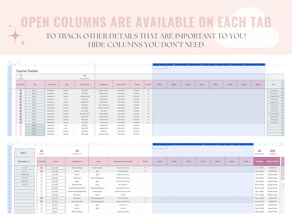 Student Course & Assignment Tracker: University Planner, College ...