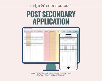 College & University Application Tracker | Google Sheets Student Organizer, Smart Calendar (Digital Download)