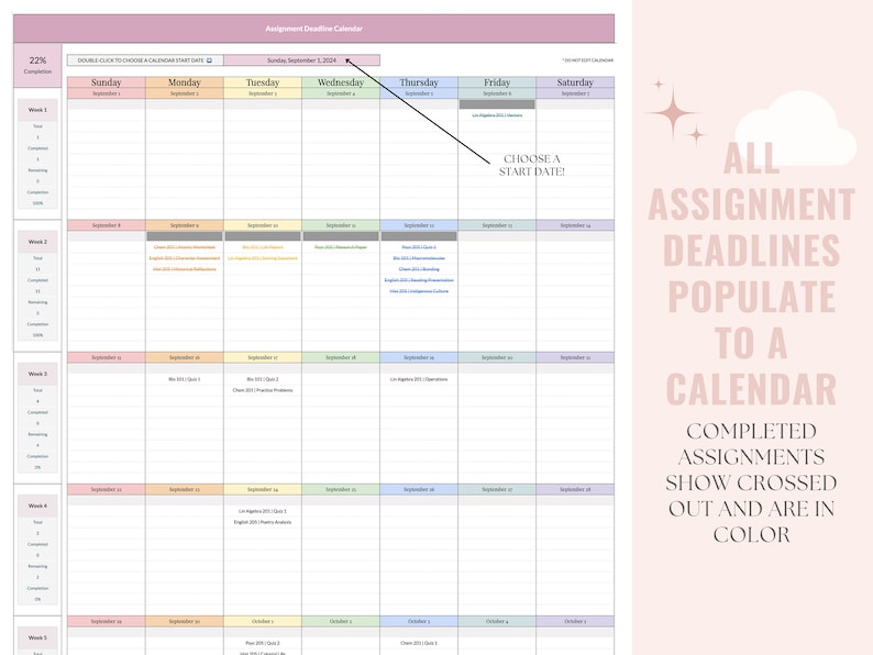 Student Course & Assignment Tracker: University Planner (google Sheets ...