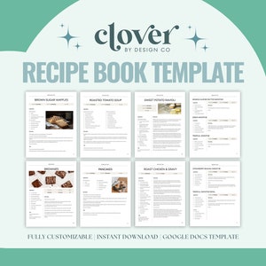 Modèle modifiable de livre de recettes, modèle Google Docs, livre de recettes imprimable, modèles de recettes modifiables, livre de recettes de famille, livre de cuisine numérique
