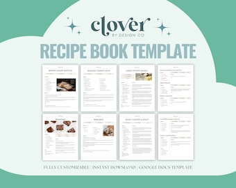 Bearbeitbare Rezeptbuchvorlage, Google Docs-Vorlage, druckbares Rezeptbuch, bearbeitbare Rezeptvorlagen, Familienrezeptbuch, digitales Kochbuch