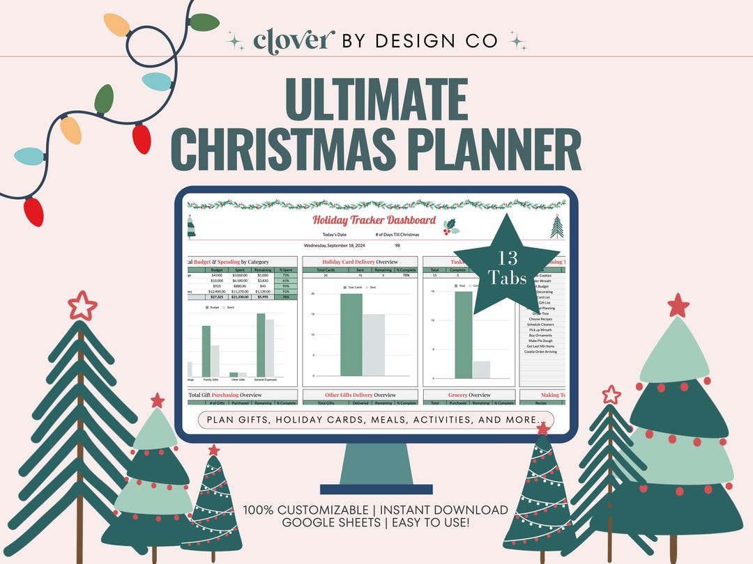 Christmas Planner Google Sheets: Holiday Budget, Gifts, Recipe ...