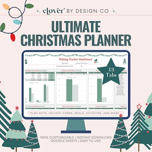 Christmas Planner Google Sheets: Holiday Budget, Gifts, Recipe Organizer, and more... 13 Tabs image 1