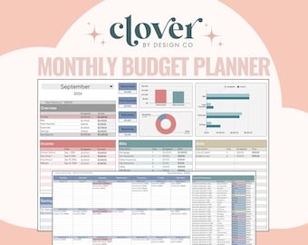 Monatlicher Budgetplaner Google Sheets, digitale Budgettabelle, Einnahmen- und Ausgaben-Tracker, automatisch berechnender Finanzierungs-Tracker, intelligenter Kalender