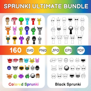 160 Incredibox Ultimate Sprunki Svg Bundle Sprunki Beats Gaming Clipart Layered SVG Gamer Birthday Incredibox Sprunki Png Svg Characters