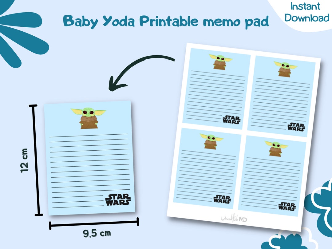 Baby Yoda/ Master Yoda Printable Memo Pad / Mandalorian PDF Etsy