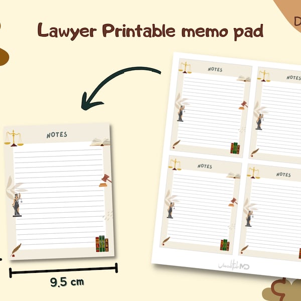 Law School / Law student/ Lawyer/ Attorney printable memo pad | PDF | Digital Download | Printable Post It A4 US Letter Instant Download