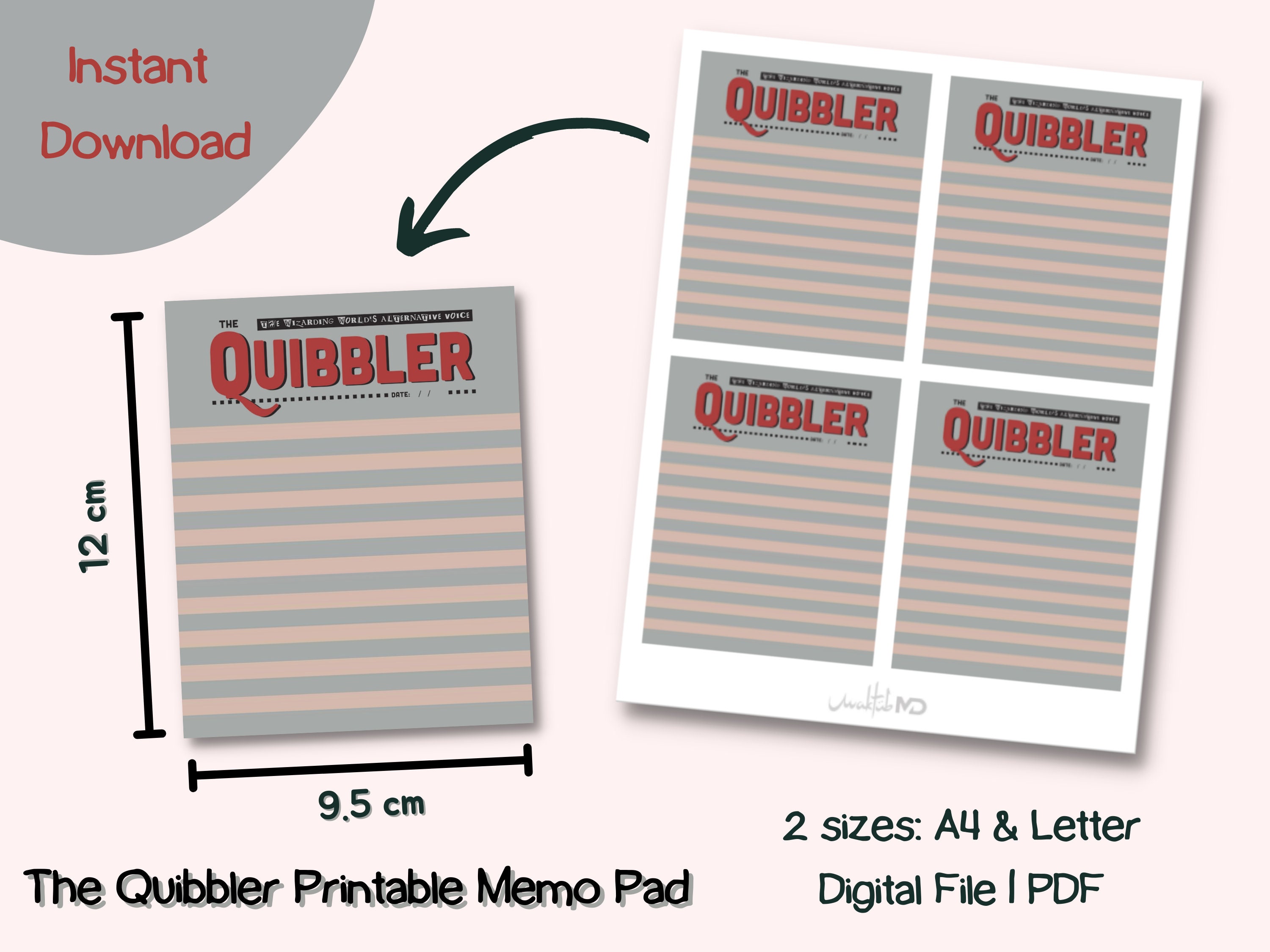 The Quibbler Printable Memo Pad / Magical Memo Pad PDF Digital Download ...