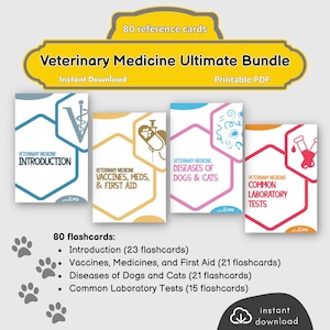 Veterinary Medicine Bundle/ Vetmed flashcards | Veterinary Pocket Reference Cards, Vet Students, Vet Nurses, Vet Techs & Veterinarians
