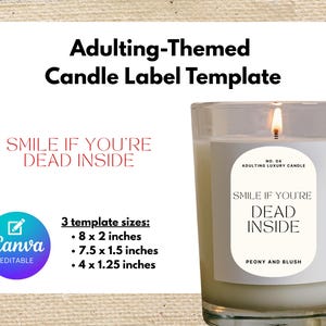 Adulting Printable Candle Labels | Funny Editable Canva Template | Modern Custom Candle Label Design | Personalized Candle Labels