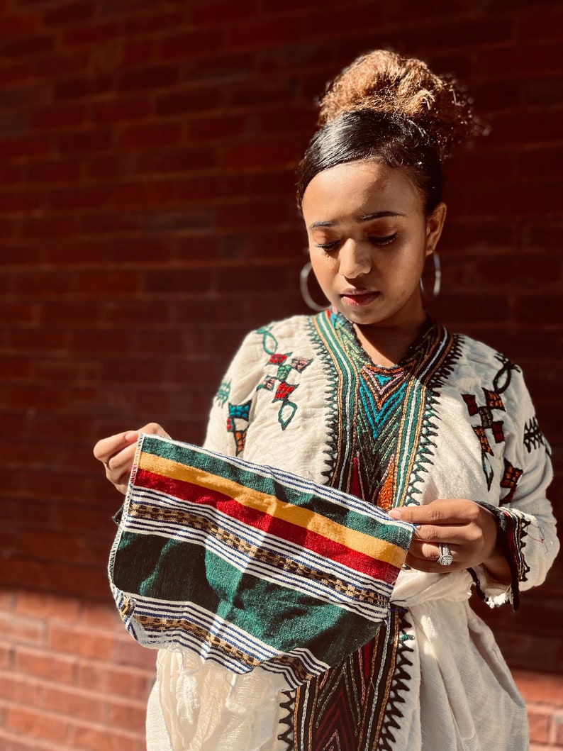 Handmade Gonder Fetel Habesha Dress - Traditional Ethiopian Timket Attire