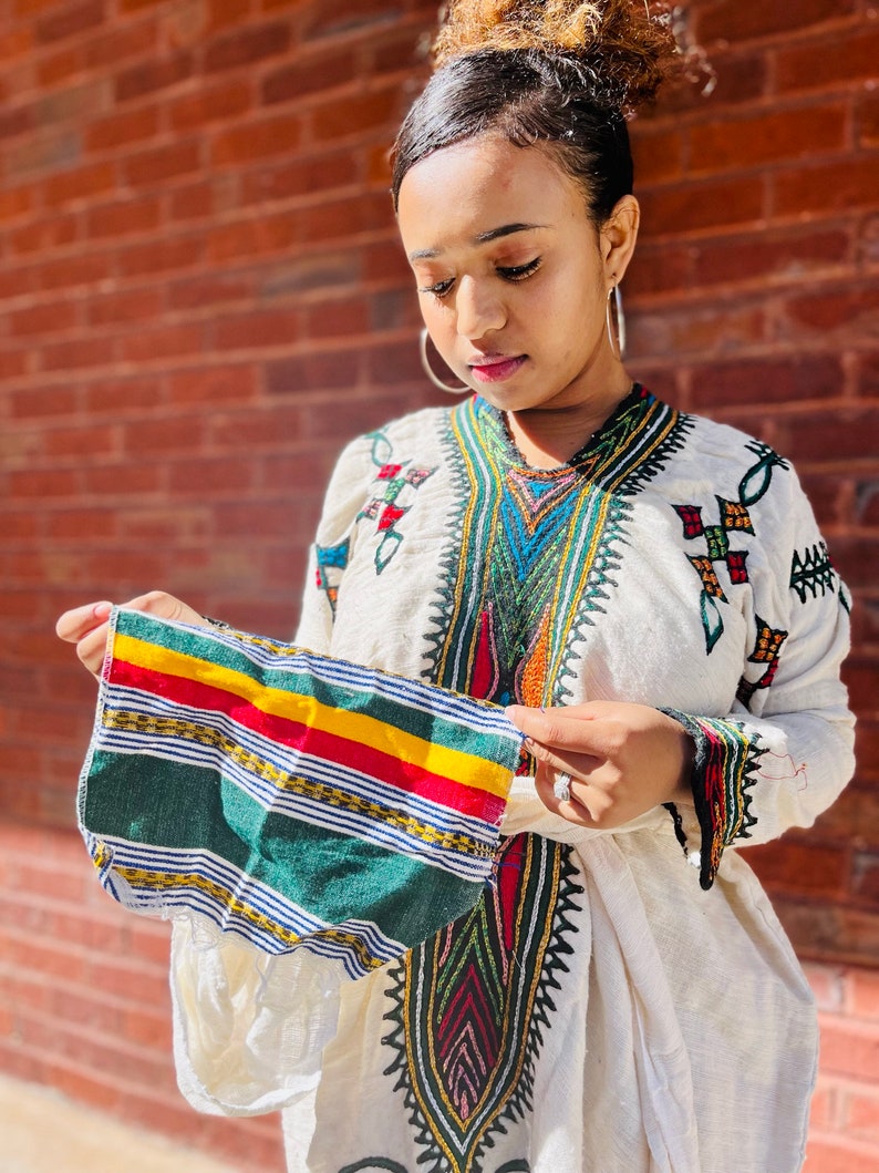 Handmade Gonder Fetel Habesha Dress - Traditional Ethiopian Timket Attire main image 1