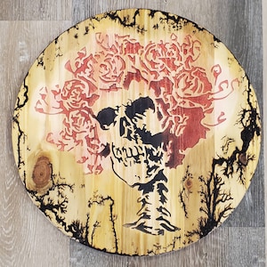 Grateful Dead Bertha Holzgravur Wanddekor mit Fractal Burn