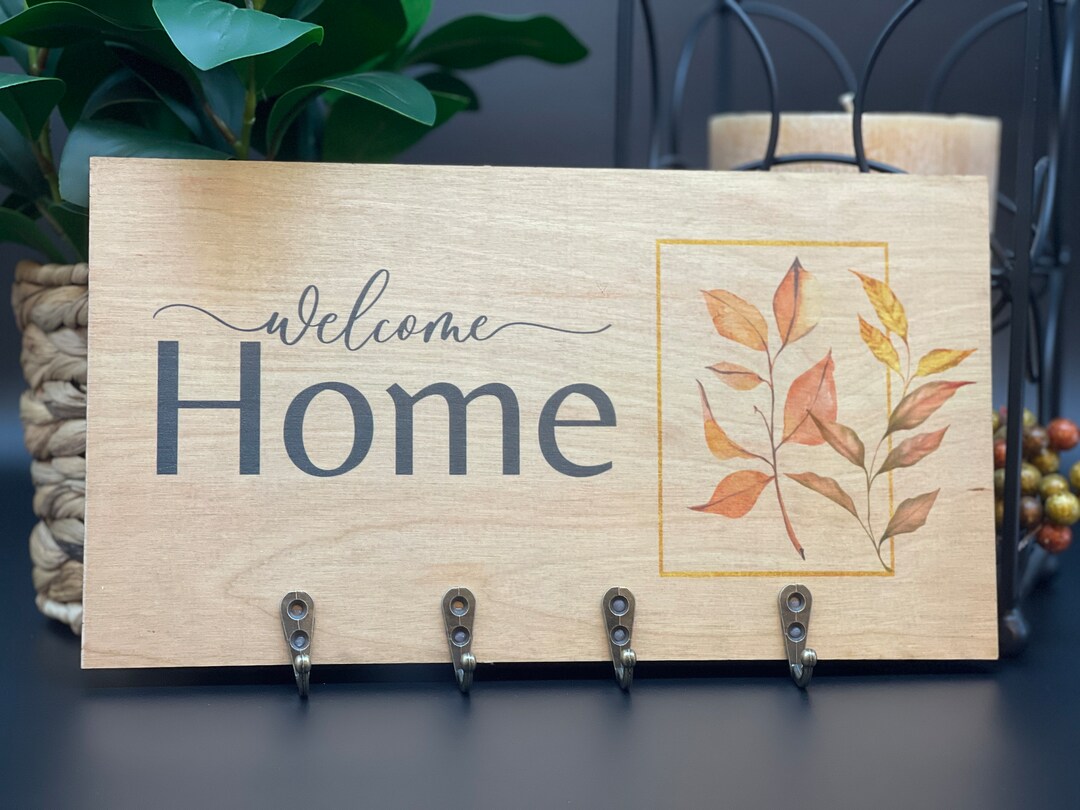 Home Key Holder, Fall Home Key Holder, UV Print Home
