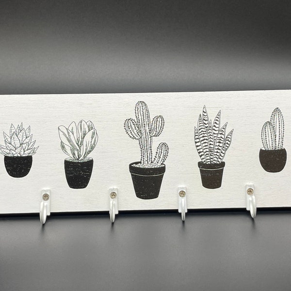 Succulents Home Key Holder | Cactus UV Printed Key Holder | Succas Key Holder | Cactus Wood Key Holder | Home Decor | 3D Decor