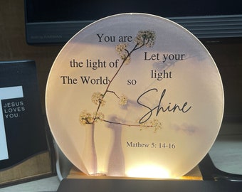 Bible Verse LED Light | Custom Bible verse night Light LED | Christian Decorative Led Lamp/ Christian Gift, Mathew 5:14/Night light led/gift