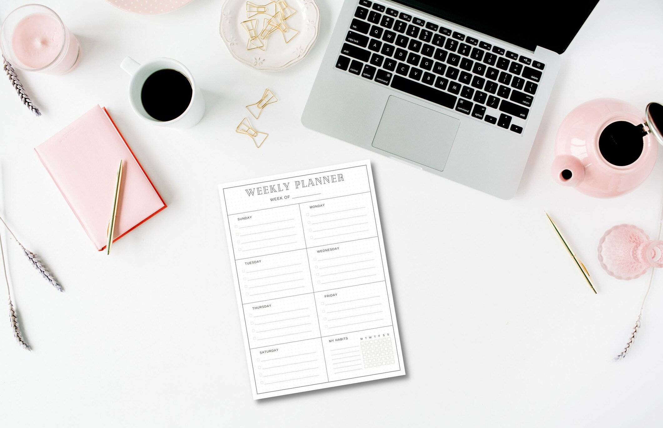 Printable Grey and White Weekly Schedule With Polka Dot Background ...