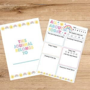 Printable Journal for Kids - digital download / Pastel Rainbow / Gratitude Journal / Daily Diary