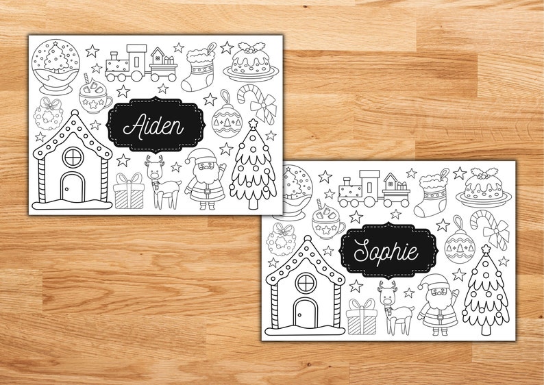 Editable Printable Christmas Colouring Placemats Christmas Etsy