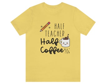 Coffee Teach Repeat Teacher Shirt, half teacher shirt, Teacher shirt, Half Teacher Half Coffee shirt, graphic Tee, Teacher gift