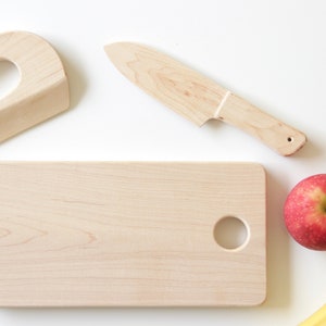Montessori Wood Kitchen Tool Set Knife Chopper Cutting Board for Kids and Toddlers Play Dough Tools Sensory Bin Tools Set of Three