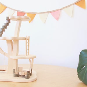 Wood Tree House | Whimsical Fairy + Gnome House | Waldorf Wooden Dollhouse | Montessori Peg Doll House