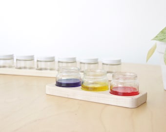 Waldorf Paint Jar Holder: Maple Wood Watercolor & Acrylic Paint Organizer (NO JARS)