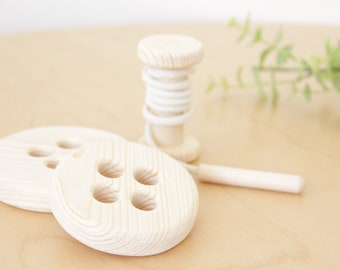 Button and Thread Lacing Board | Montessori and Waldorf Toddler Learning Tool